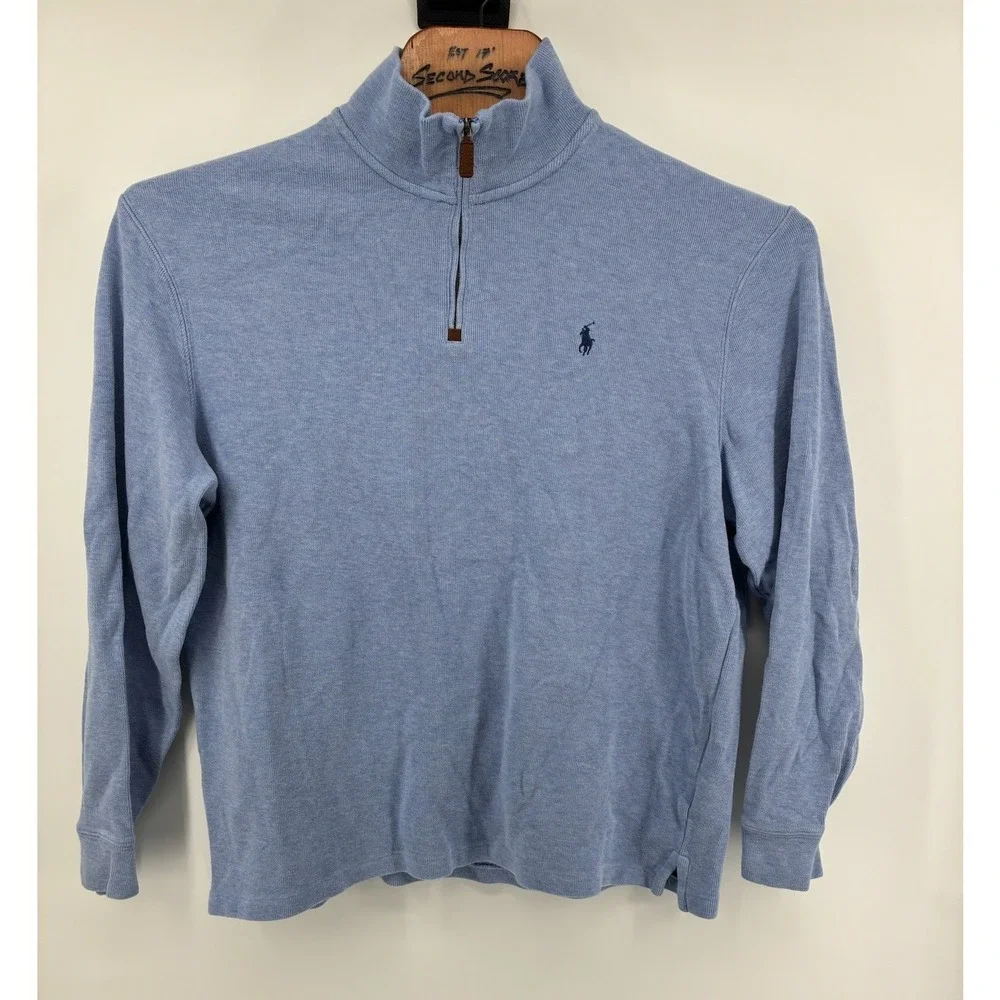Lot of 2 Polo Ralph Lauren XL Pima Cotton Quarter Zip Sweater Mock Neck Pullover